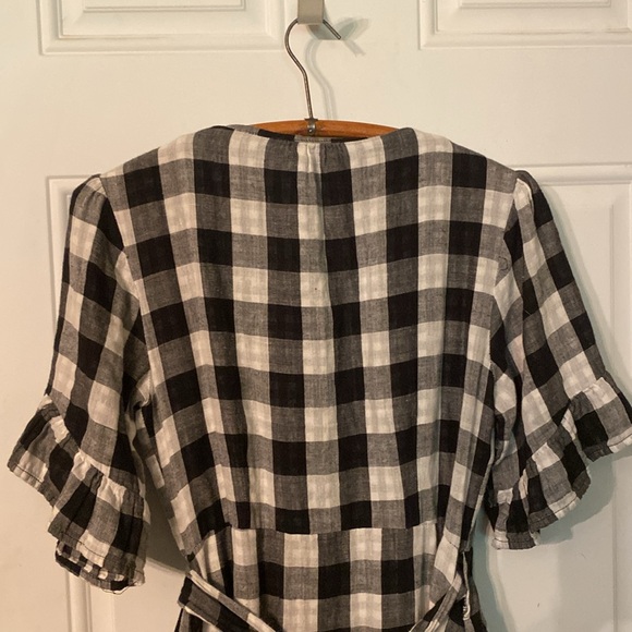 Anthropologie Kayla’s Armoire Black and White Check Wrap Dress - Picture 8 of 12